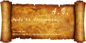 Apáti Vincencia névjegykártya
